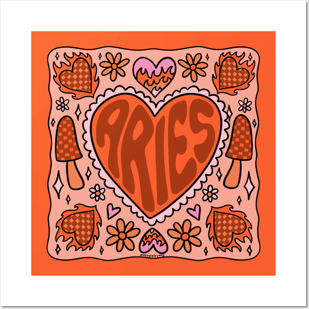 Aries Heart Wall Art by Doodle by Meg